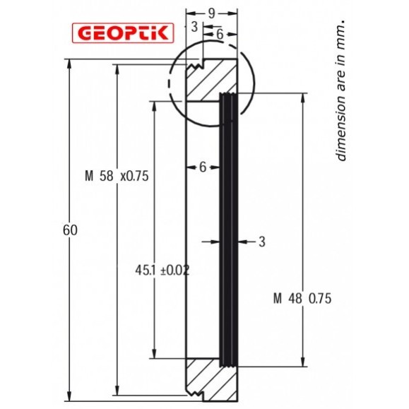 Adapter Geoptik for 2" filters for 58 mm lenses