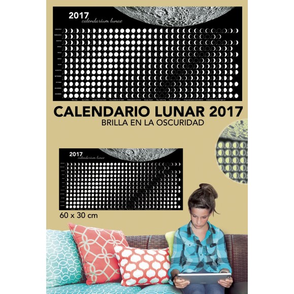 Luminescent lunar calendar poster 2017. Glows in the dark