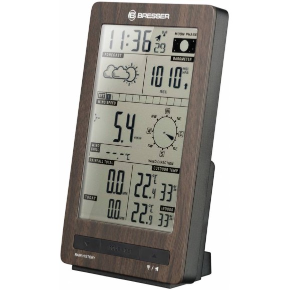 BRESSER ClimaTemp FW weather center with wood look