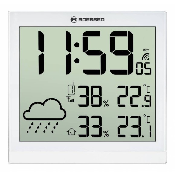 BRESSER TemeoTrend JC Weather Clock LCD white