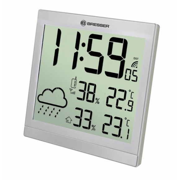 BRESSER TemeoTrend JC Weather Clock LCD silver