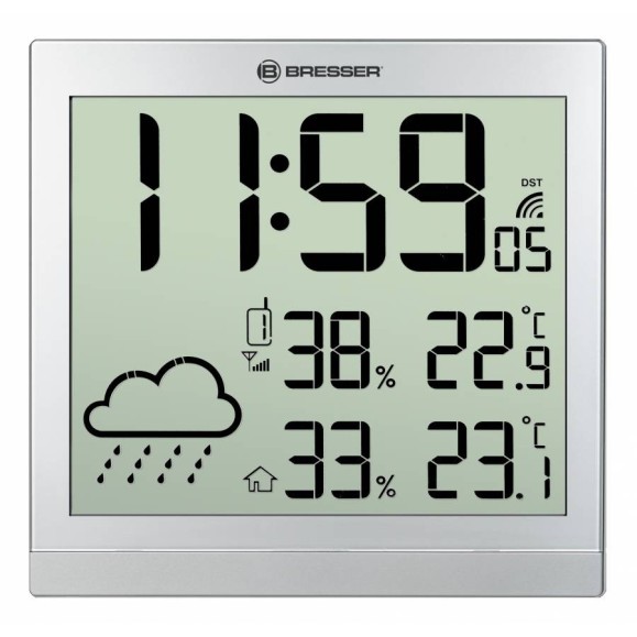 BRESSER TemeoTrend JC Weather Clock LCD silver