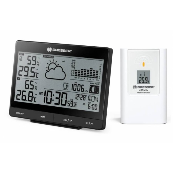 BRESSER Tendence WSX weather station with atmospheric pressure chart