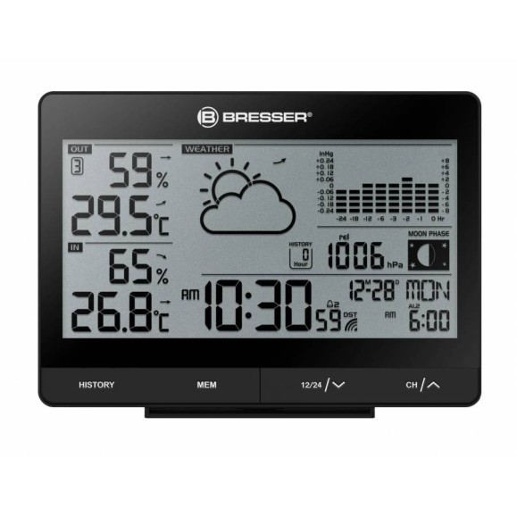 BRESSER Tendence WSX weather station with atmospheric pressure chart