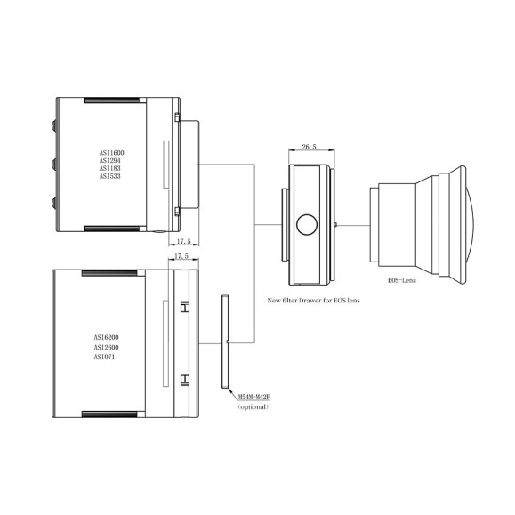 Filter holder box ZWO for Canon EOS lenses