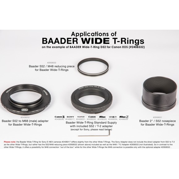 Wide field T2 ring Baader Planetarium for Canon R type cameras