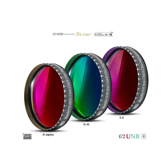 Set of Baader Ultra-Highspeed 3.5 and 4nm 2" filters optimized for CMOS (H-alpha / O-III / S-II)