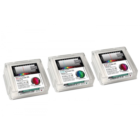 Set of Baader Highspeed filters 6.5nm Ø 1¼" optimized for CMOS (H-alpha / O-III / S-II)