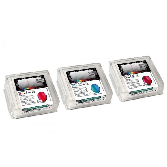 Set of Baader Highspeed filters 6.5nm Ø 31 mm optimized for CMOS (H-alpha / O-III / S-II)