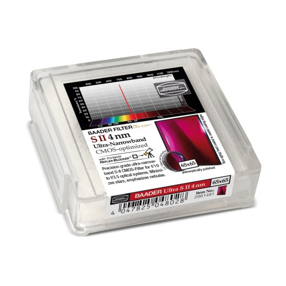 Baader S-II Ultra-Narrowband 4nm 65x65 mm filter optimized for CMOS