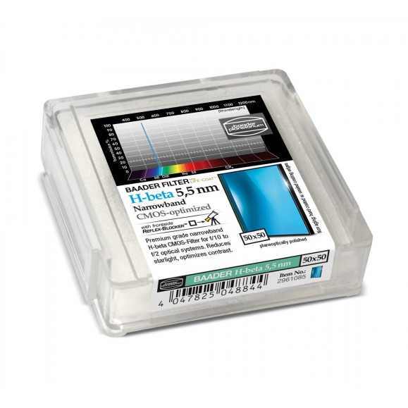 Baader H-Beta Narrowband 5.5nm 50x50 mm filters optimized for CMOS