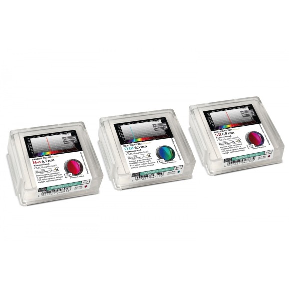 Baader Narrowband filter set 6.5nm 1¼" optimized for CMOS (H-alpha / O-III / S-II)