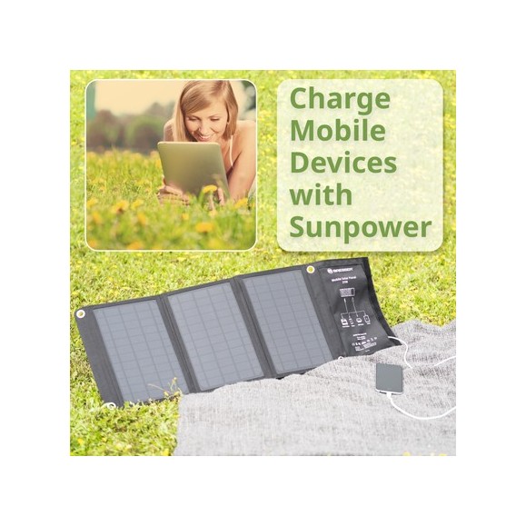 Portable solar panel Bresser 21W with USB and DC output