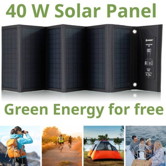 Portable solar panel Bresser 40W with USB and DC output