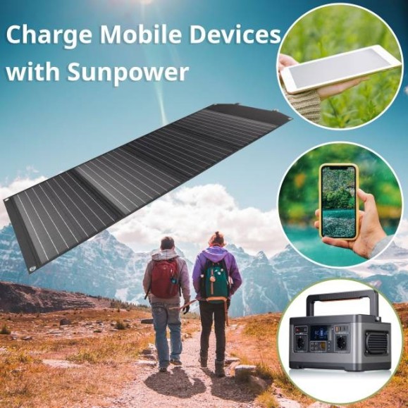 Portable solar panel Bresser 120W with USB and DC output