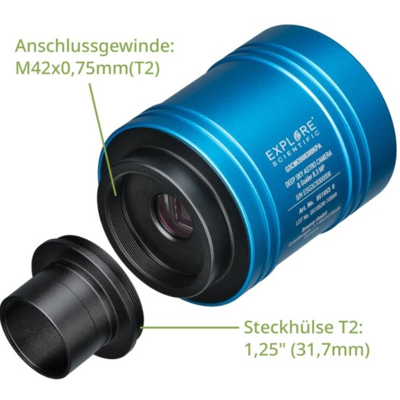 8.3 MP EXPLORE SCIENTIFIC 4K planetary and deep sky camera and guide