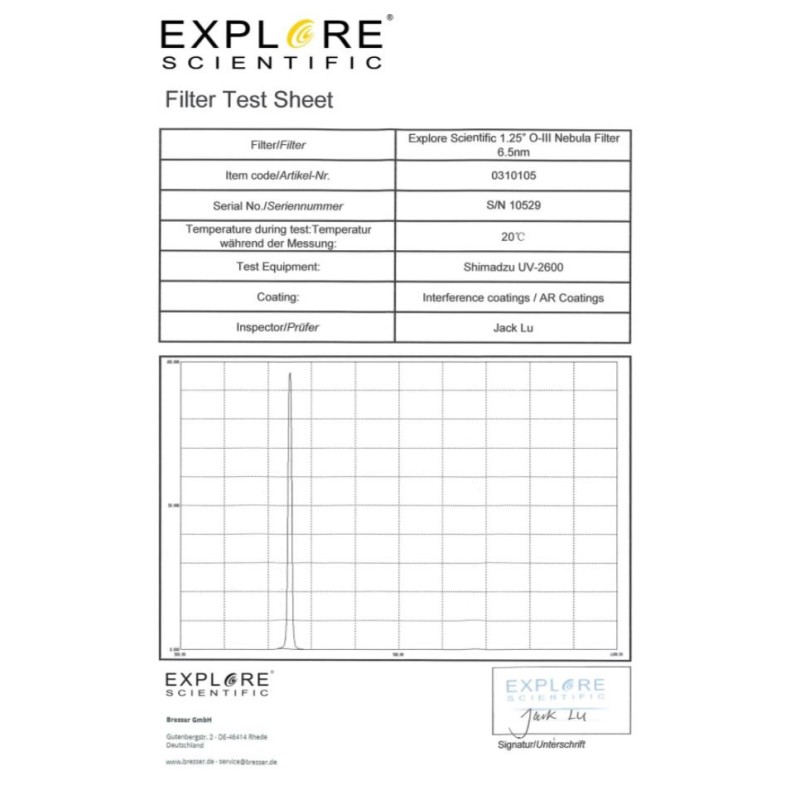 EXPLORE SCIENTIFIC Filter Narrow band...