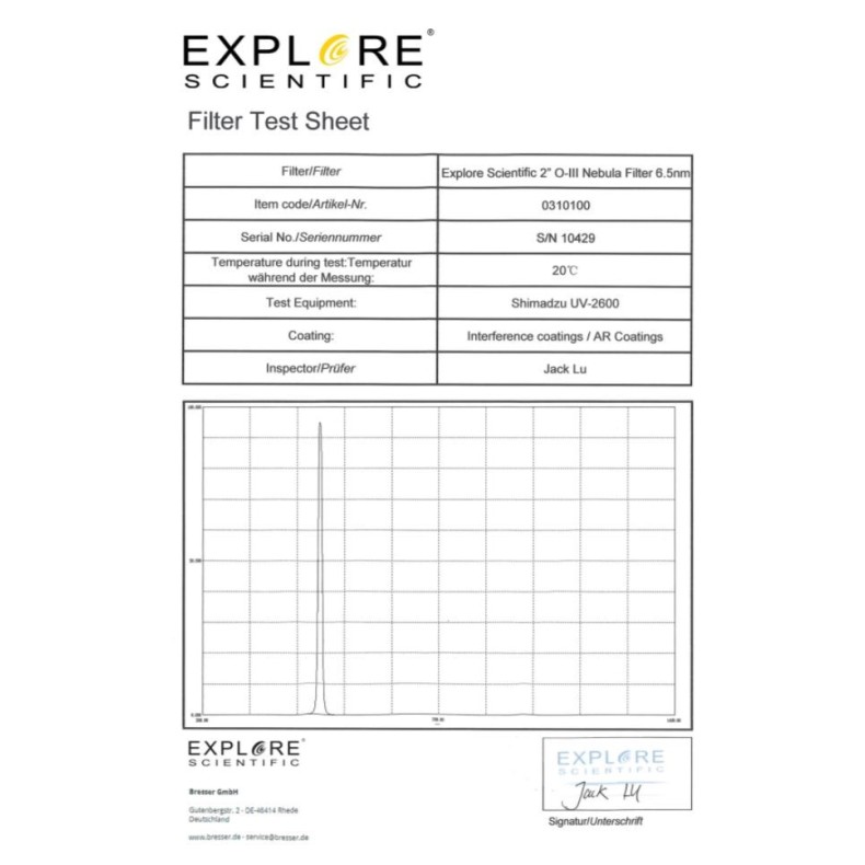 EXPLORE SCIENTIFIC Filter Narrow Band...