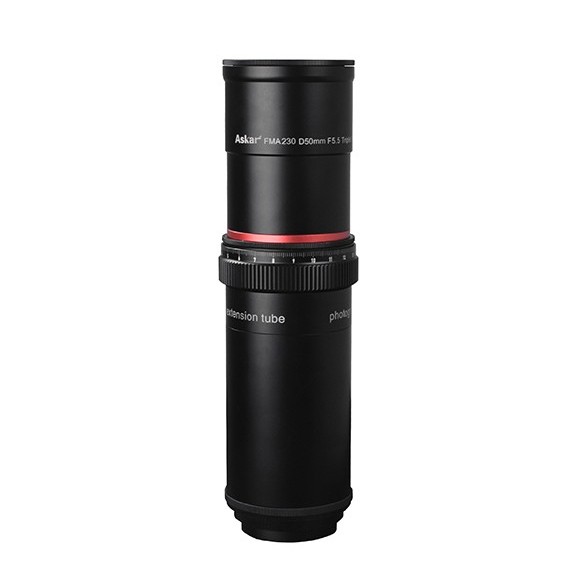 APO telephoto lens Askar 230mm f/4.6 or hand-held refractor or guide tube or spotting scope