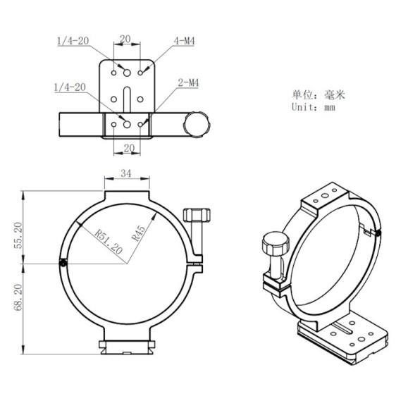 Support ring ZWO for ASI 2600/6200 diameter 90mm