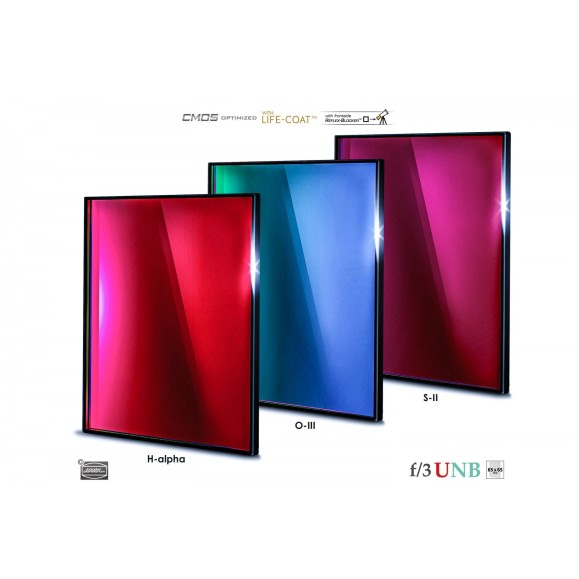 Set of 3 BAADER Ultra-HighSpeed 3.5 / 4NM F/3 filters in 65x65mm optimized for CMOS (H-Alpha/ O-III / S-II)