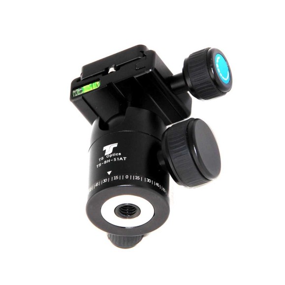 Compact ball head TS-Optics BH-51AT for photographic tripods and 8Kg load capacity