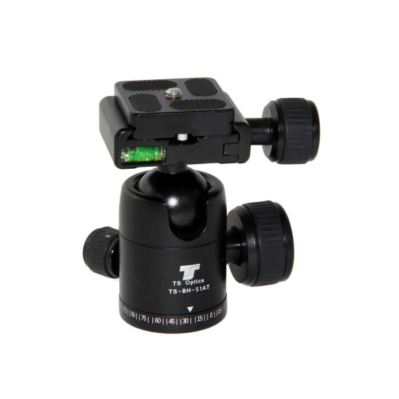 Compact ball head TS-Optics BH-51AT for photographic tripods and 8Kg load capacity