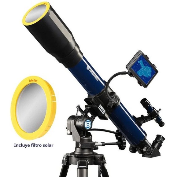 Telescope Bresser Skylux with Smartphone Holder and Solar Filter