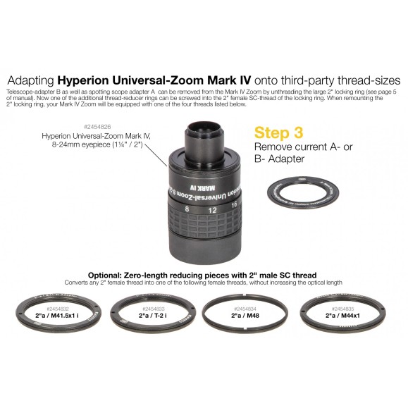 Zero optical length reducer ring 2 "a / T-2i to change from T2 to SCT thread