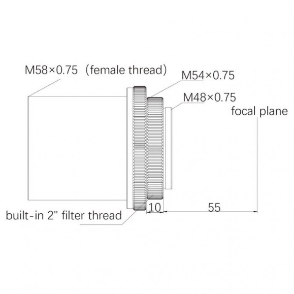 Flattener reducer ZWO 0,75x FOR FF65