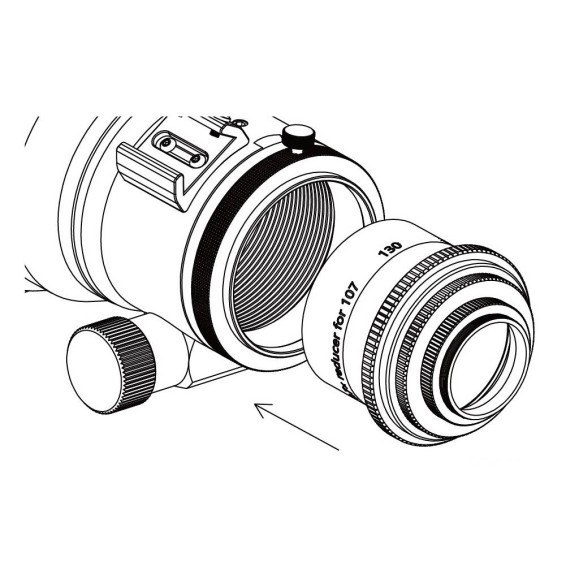 Flattener reducer ZWO 0,7x for FF107 & FF130