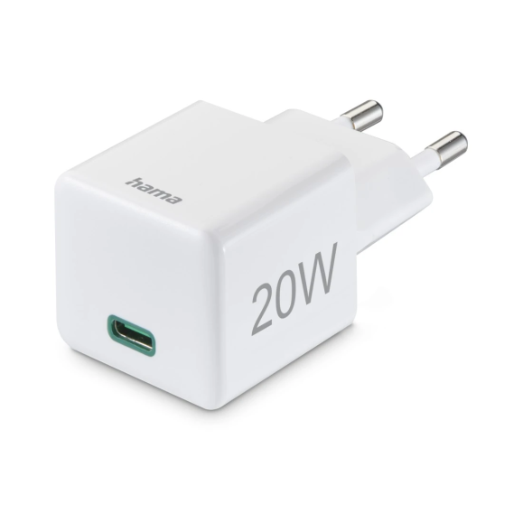 Mini Charger HAMA, USB-C, PD/Qualcomm®, Fast Charging, 20 W, white
