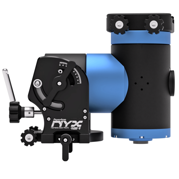 Equatorial harmonic mount Pegasus Astro NYX-101 with pre-installed Saddle Powerbox female mount