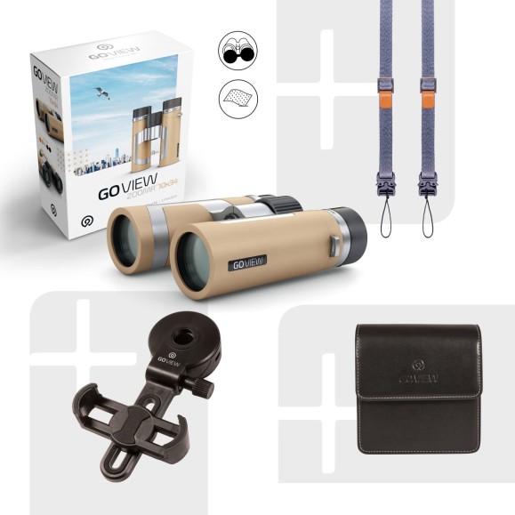 GoView Binoculars ZOOMR 10x34, Light Brown