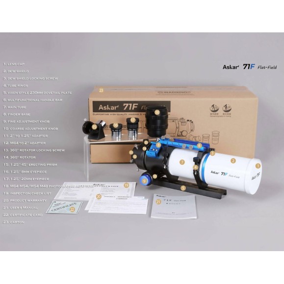 Askar 71F 71 mm f/6.9 Quadruple Apochromatic flat field