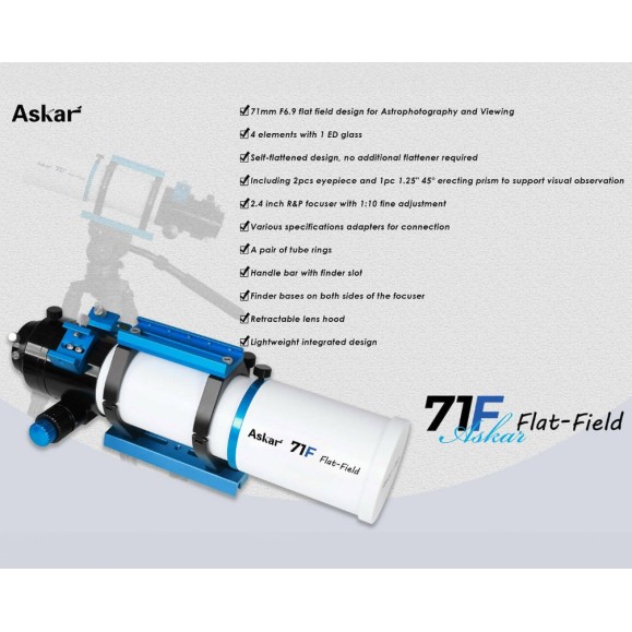 Askar 71F 71 mm f/6.9 Quadruple Apochromatic flat field