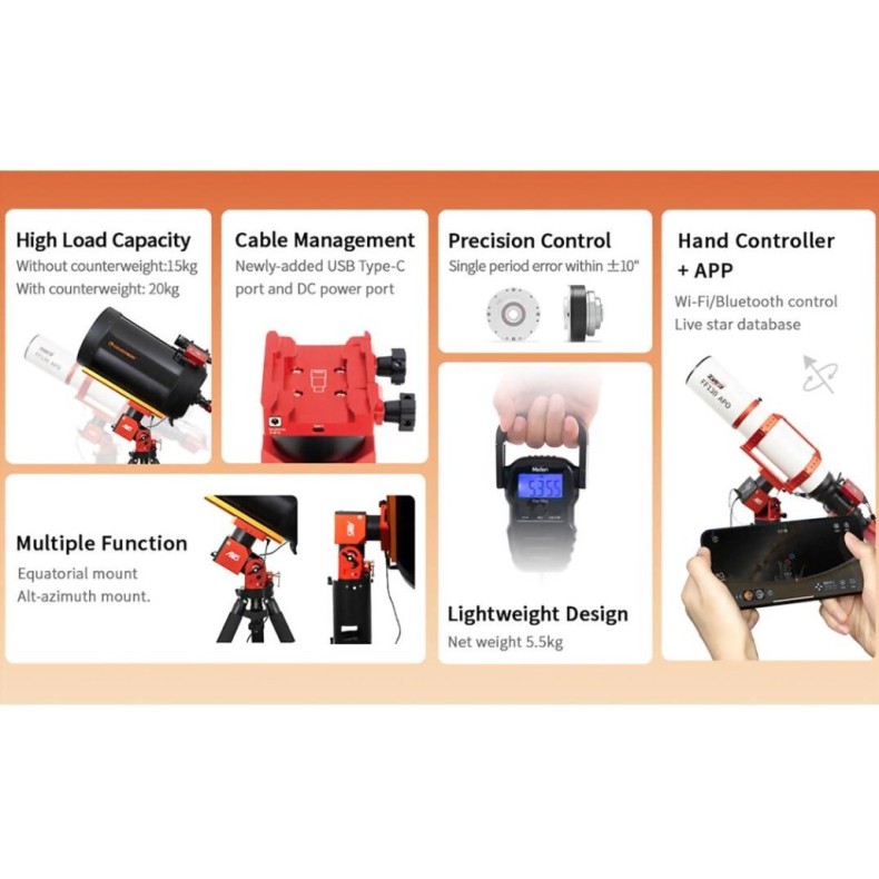 Equatorial harmonic mount ZWO AM5N Gen.2 Equatorial harmonic mount ZWO AM5N Gen.2