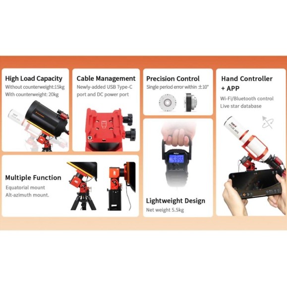 Equatorial harmonic mount ZWO AM5N Gen.2