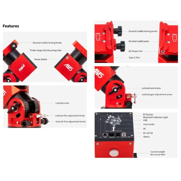 Equatorial harmonic mount ZWO AM5N Gen.2