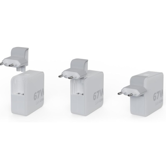 Travel charger + USB-C PD cable white XTORM 67w GaN Ultra 00225407, with 2 USB-C ports