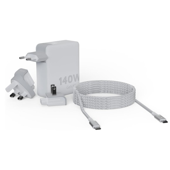 Travel Charger + USB-C PD cable white XTORM 140w GaN Ultra, 4 ports