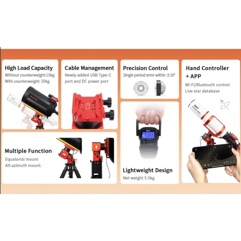 Equatorial harmonic mount ZWO AM5N...