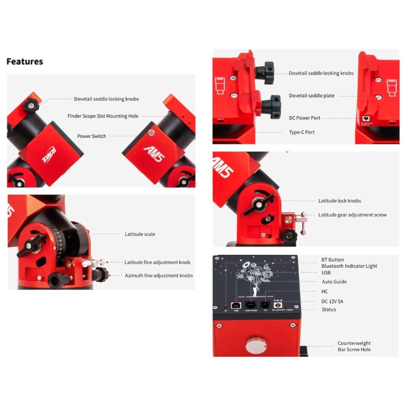 Equatorial harmonic mount ZWO AM5N...