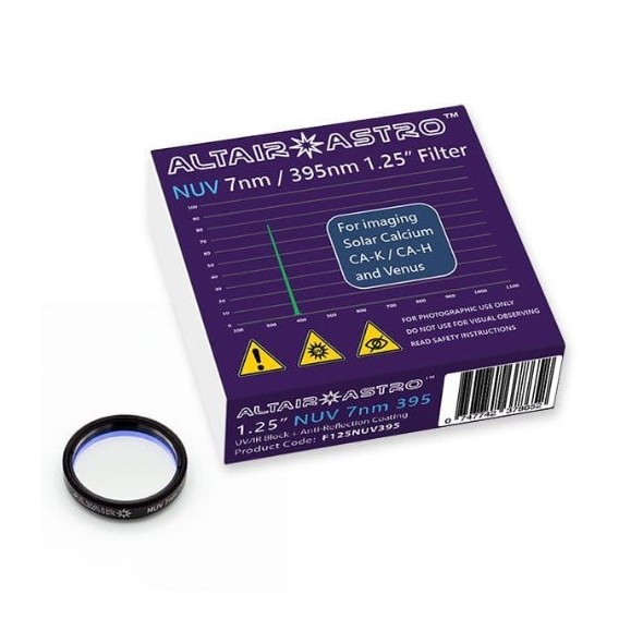 ALTAIR F125NUV395, 7nm, 1.25" NUV filter - Calcium and Venus K-line.