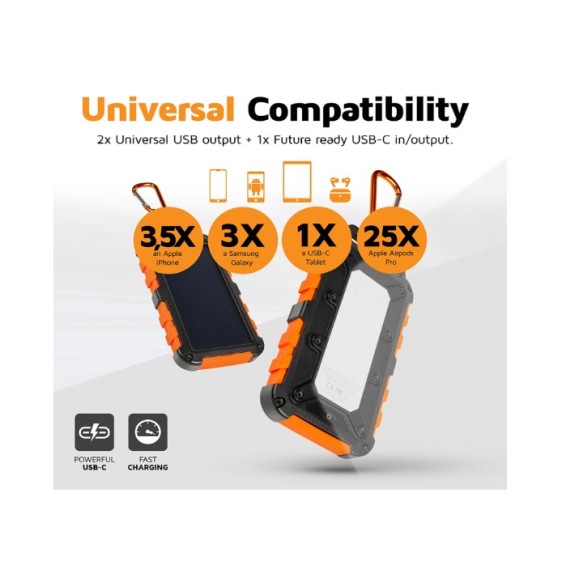 Solar charger - XTORM Xtreme Solar Charger 10.000 Black/Orange