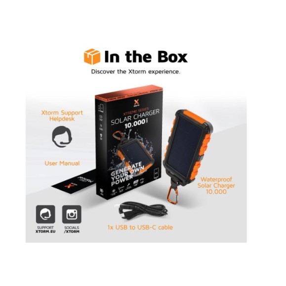Solar charger - XTORM Xtreme Solar Charger 10.000 Black/Orange