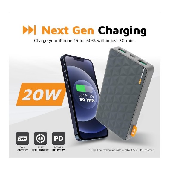 Powerbank - XTORM 20W Fuel Series Power pack 10.000 Gray/Orange