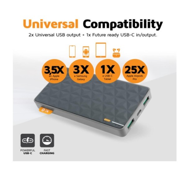 Powerbank - XTORM 20W Fuel Series Power pack 10.000 Gray/Orange