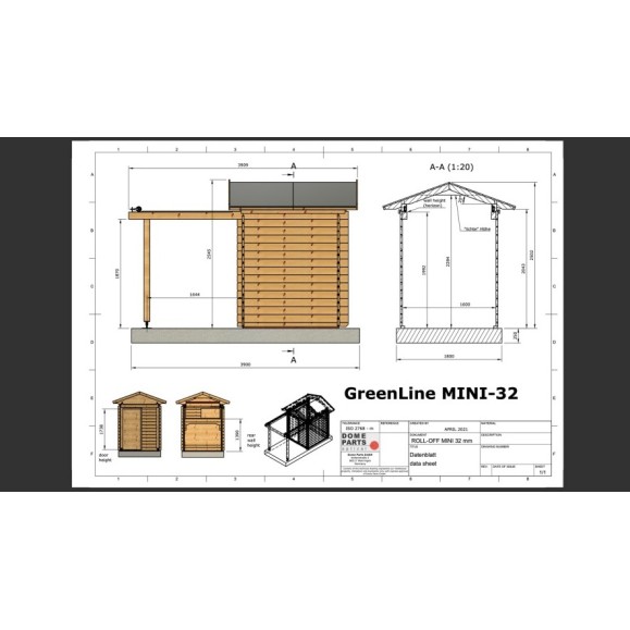 Wooden sliding roof observatory Dome Part Optical model GreenLine MINI-32 1.60x1.60M