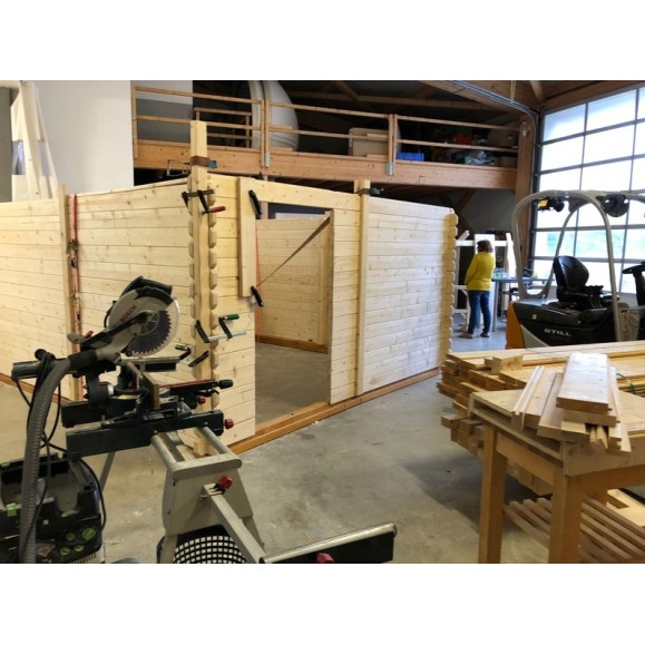 Wooden sliding roof observatory Dome Part Optical model GreenLine MEGA-44 Multitelescopic configuration